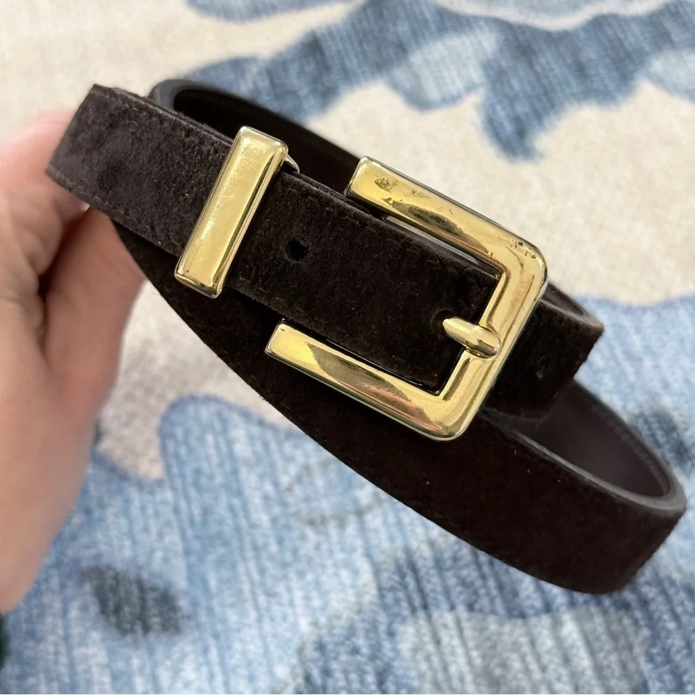 Accessories by Pearl Brown Suede Belt Gold Buckle Small